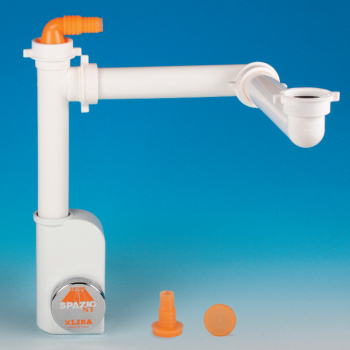 Raumspar - Siphon 1 1/2" Küchenspüle,  super platzsparend,  Wandanschluss 40 + 50mm Lira 9.1290.03